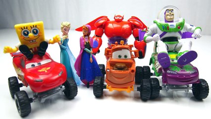 Lightning McQueen Cars 2 Baymax Toy Story Spongebob Toys GIANT Surprise EGGS (Videos for Children)