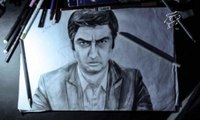 How to draw Polat Alemdar رسم مـراد علمدار بطل مسلسل وادي الذئاب