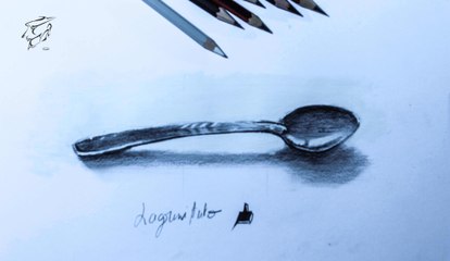 How to draw a spoon  تعلم رسم ملعقة بقلم الرصاص
