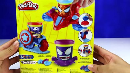 -NEW- PLAY DOH Can-Heads MARVEL Superheroes Spider-Man Venom Captain America Playdough Unboxing Toys