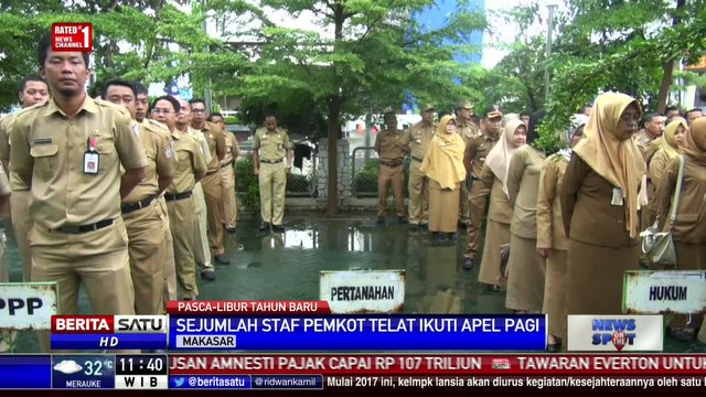 Hari Pertama Kerja Tahun 2017, Sejumlah Staf Pemkot Makassar Telat Ikut Upacara