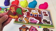 Learn Farm Animals Names with Wooden Puzzles for Kids Toddlers PLAYDOH Surprise Toys ABC Surprises