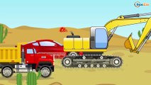The Yellow Excavator at work - Diggers Cartoons - Vehicle & Car Planet for children