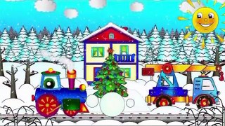 THE SNOWMAN Cartoon! Christmas Railway Train Locomotive & Construction Machines!