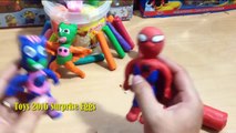 Spiderman VS PJ Masks 2016 . Play Doh PJ masks , Play doh Spiderman Toys 2016 Surprise Eggs