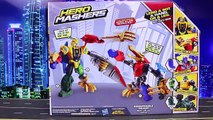 Superheroes Batman and Superman with Spiderman Fight Transformers Mashers Bumblebee and Strafe-ZGEwdcR208c