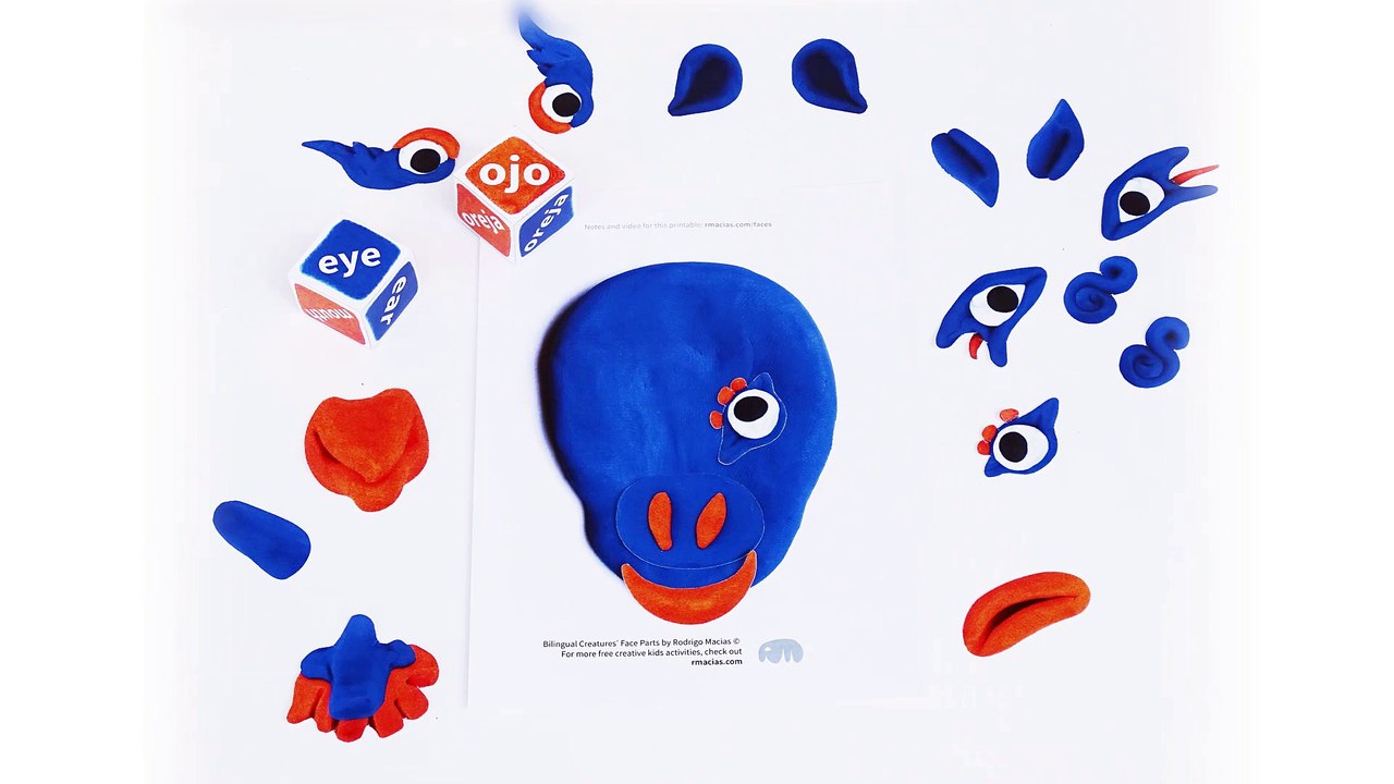 Bilingual Creatures’ Face Parts Game - Fun Idea for English and Spanish Vocabulary Language Game
