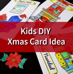 Kids DIY Christmas Card Idea (Free Multilingual Printable) - Box of ideas