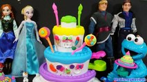 Disney Frozen Elsa Birthday Cookie Monster eats Play Doh Cake Mountain Playset Sweet Shoppe MsDisney