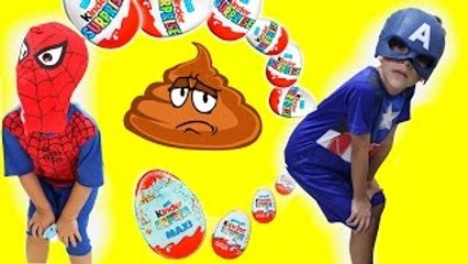 Spiderman Poo Surprise Eggs w Captain America Kids Superheroes