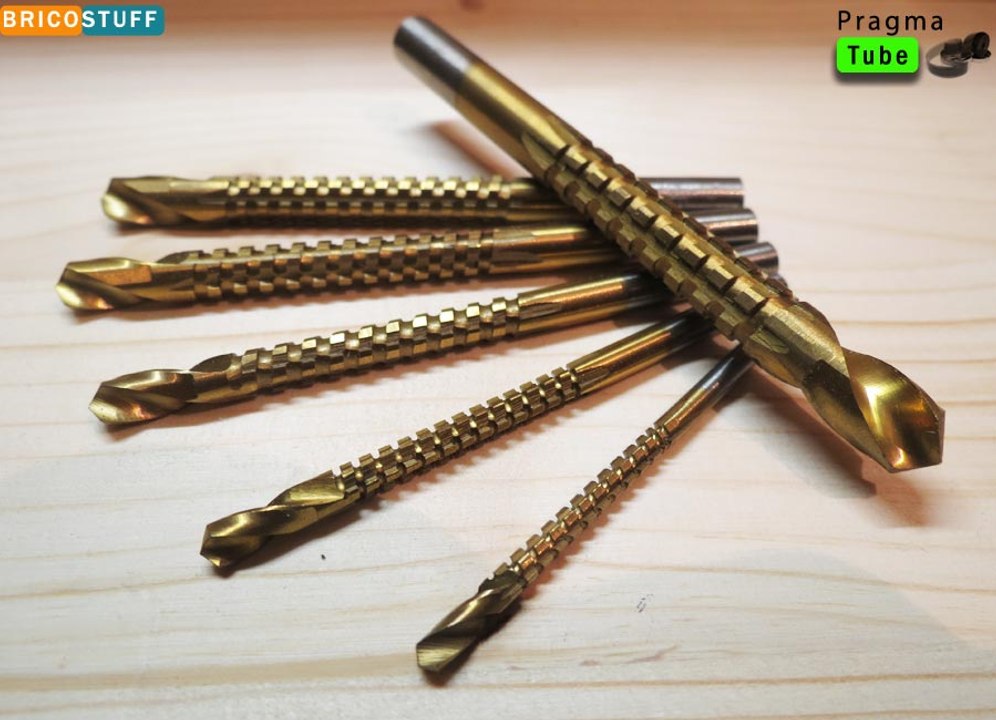 Jeu 6 forets 2 étages à couper et limer en nitrure titane TiN HSS 4241