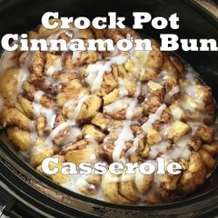 Crock Pot Cinnamon Bun Casserole is a great Christmas morning breakfast idea!