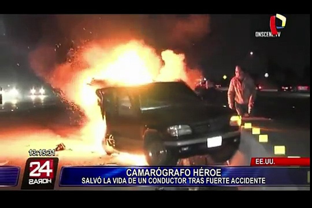 Camarógrafo que filmaba caos vehicular termina salvando a conductor