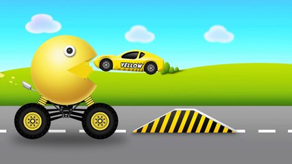 Colors for Children to Learn with Packman Cartoon Car Toys - Colours for Kids to Learn