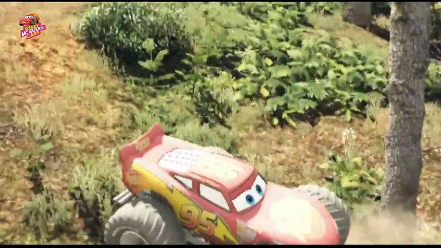 MONSTER TRUCKS VIDEOS FOR CHILDREN : McQueen play with Spiderman | Nursery Rhymes Songs for Children