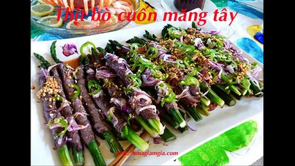 Thịt bò cuốn măng tây - Hướng dẫn nấu ăn