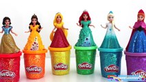 DIY How to Make Play Doh Sparkle Disney Princess Dresses Ariel Elsa Belle * RainbowLearning