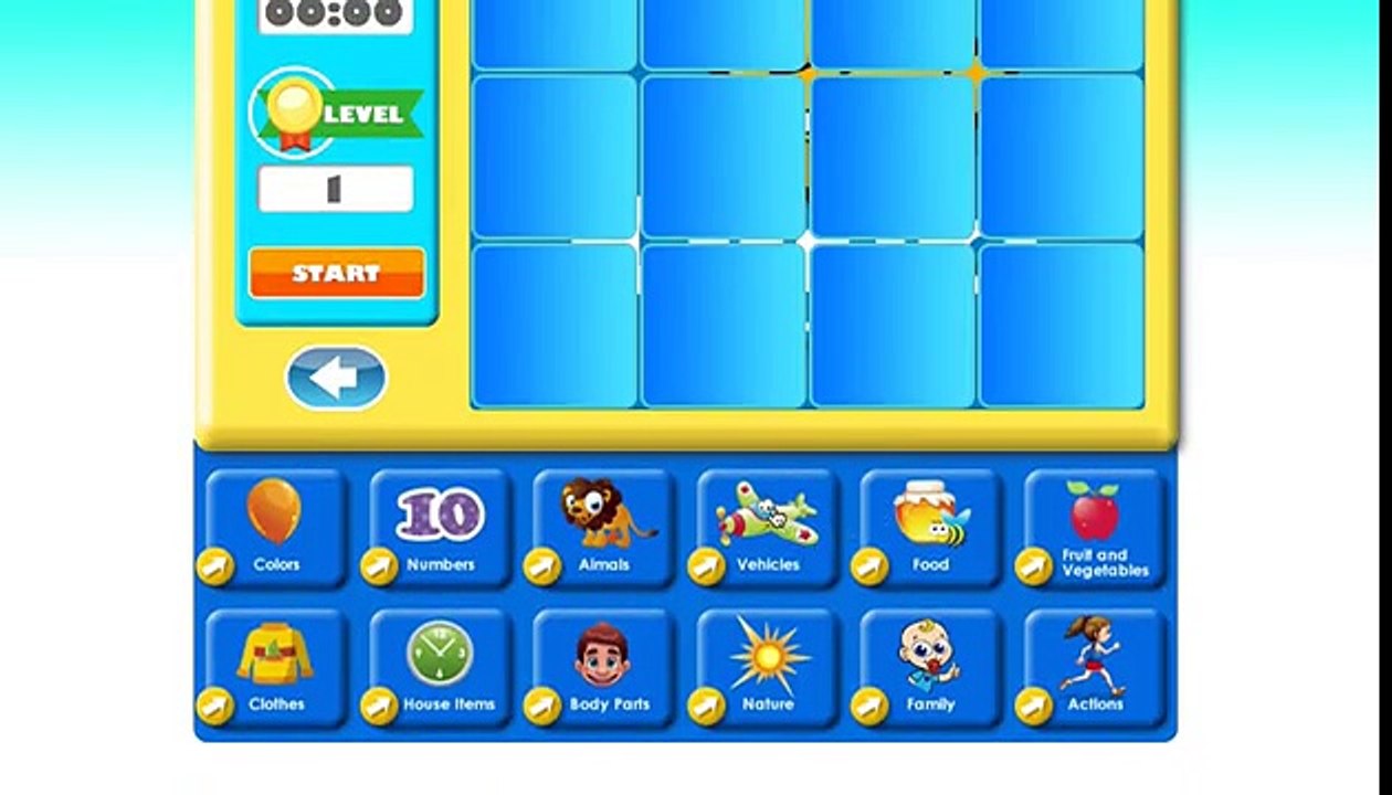Portuguese online games - Memory card game - Portuguese language learning games for kids
