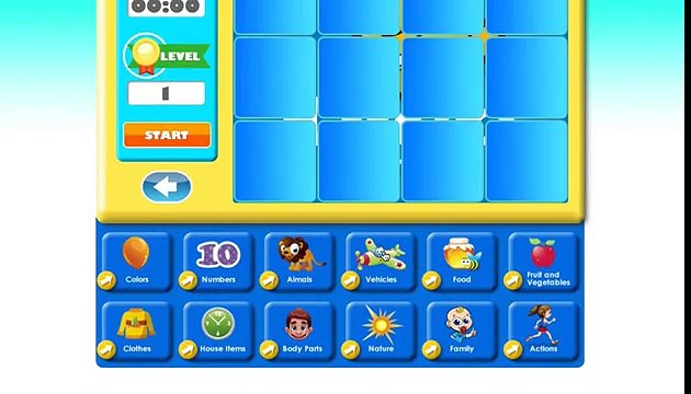 Portuguese online games - Memory card game - Portuguese language learning games for kids
