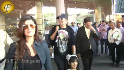 AKSHAY KUMAR RETURNS FROM CAPE TOWN SPOTTED AT AIRPORT WITH FAMILY