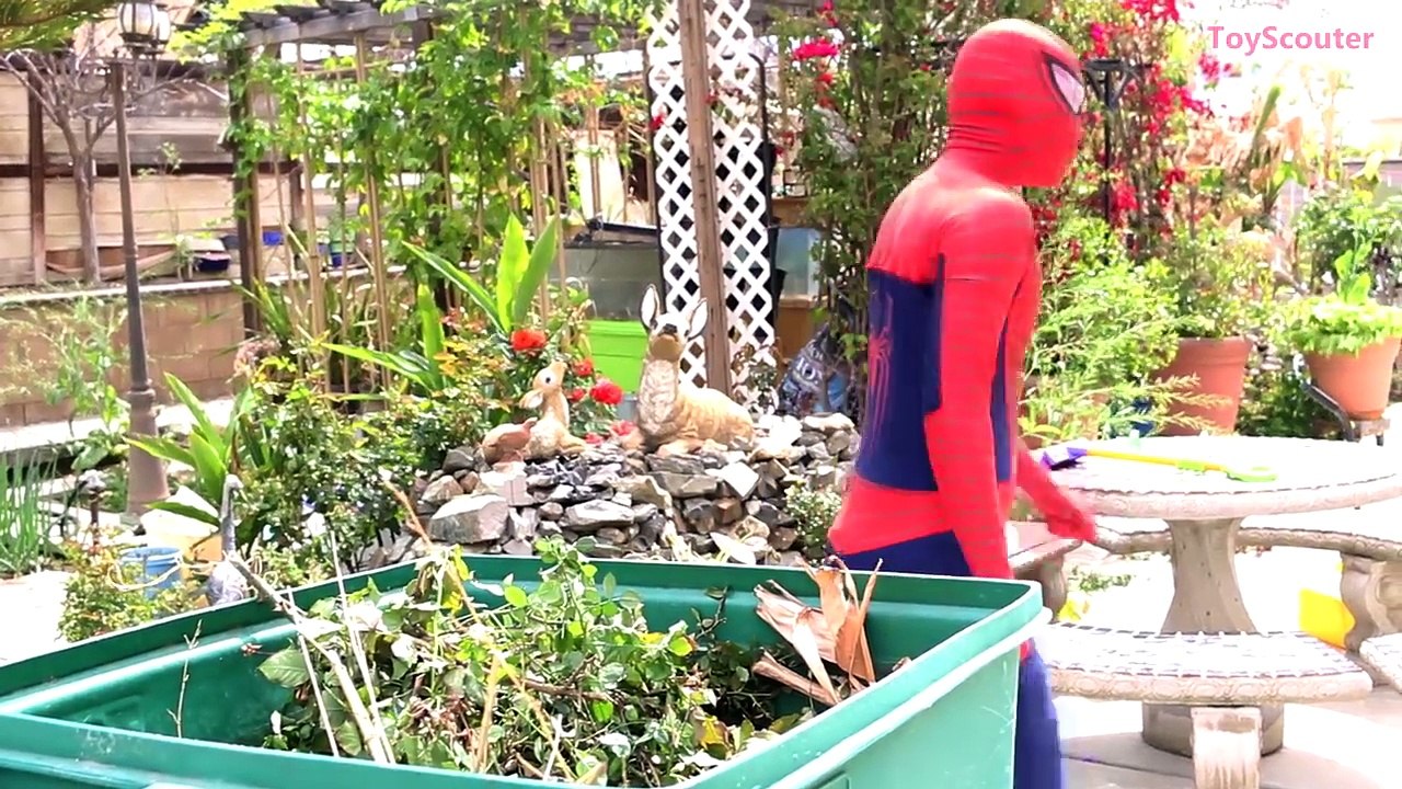 SPIDERMAN vs VENOM Gardening War & Prank - Fun Superhero Movie in Real Life
