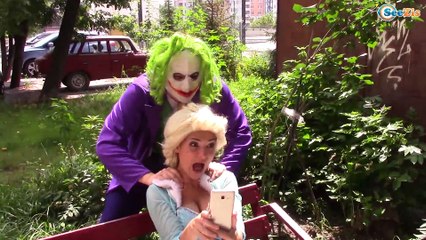 Frozen Elsa kidnapped w/ Spiderman vs Joker Fun Superhero Movie in Real Life