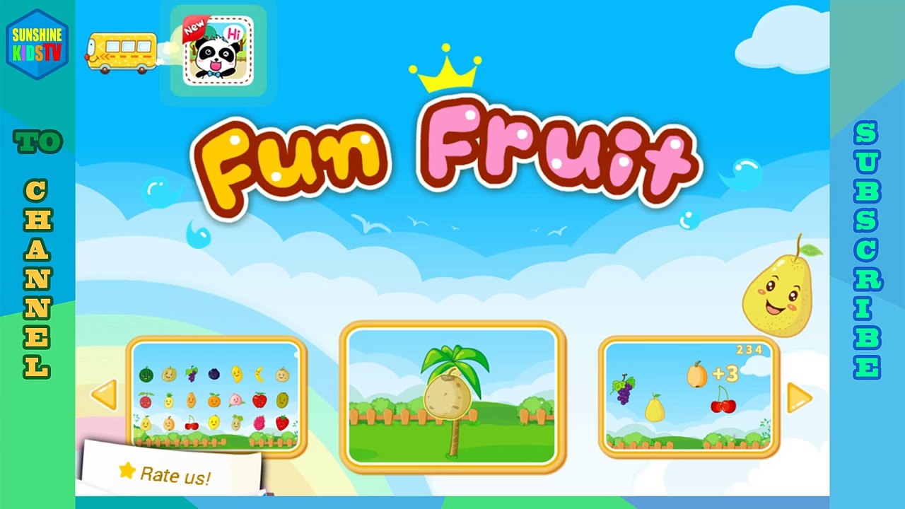 Kids Game app. Learning- the names of fruits. Puzzle with fruits
