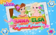 Anna And Elsa Tropical Vacation - Frozen Sisters Makeup and Dress Up Game