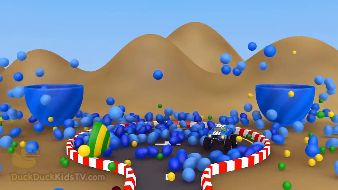 Learn Colors with Monster Trucks for Children Kids Surprise Eggs 3D Toys Color Balls