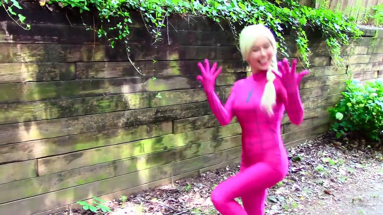 Frozen Elsa Becomes SpiderElsa w/ Joker Pink Spidergirl Ariel Toilet battle