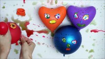 5 Faces Wet Balloons Compilation Funny Hearts Water Balloon Finger Song Learn colours Collection