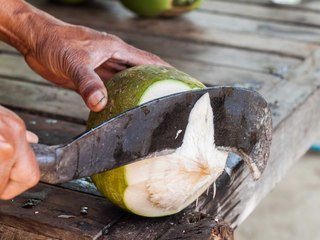 How to Cut Open a Young Coconut