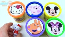 Сups Stacking Toys Play Doh Clay Mickey Mouse Peppa Pig Hello Kitty Learn Colors for Children