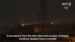 Aleppo evacuations resume in snow after delay