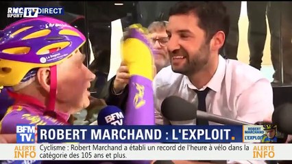 La joie de Robert Marchand après son record