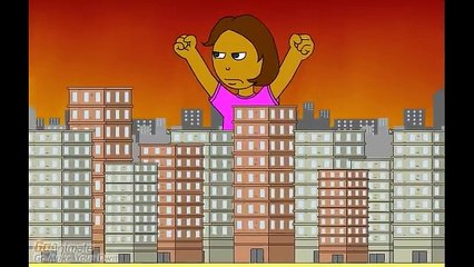 Dora destroys the buildings and gets grounded