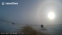 Sun halo appears over Manitoba, Canada