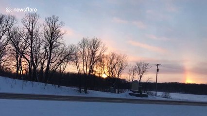 Beautiful winter 'sun dog' phenomena in Detroit Lakes