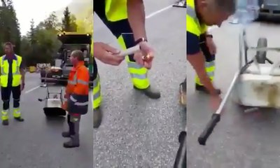Les ouvriers jouent avec de la dynamite sur un chantier