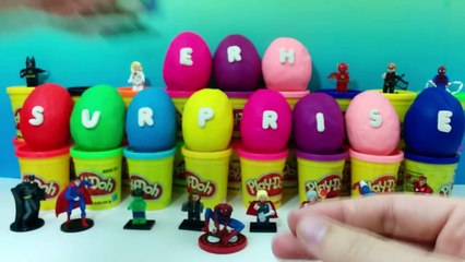 21 Play Doh Superhero Surprise Eggs - Marvel vs DC: Batman Superman Ironman Spiderman