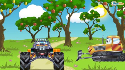 El Camión es Amarillo y El Tractor Para Niños - La zona de construcción - Caricatura de carros