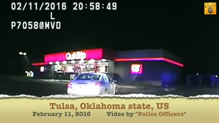 Police chase Dashcam video shows arrest after police pursuit, Oklahoma