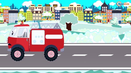 Cartoon for kids - The Fire Truck Snow Adventures with Cars - Cars and Trucks Cartoons Episode 45