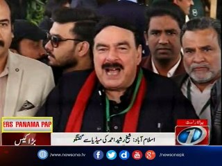 Sheikh Rasheed talks to media outside Supreme Court