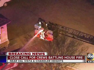 FD: Fire sparks at home near Gilbert, roof collapses with crews inside