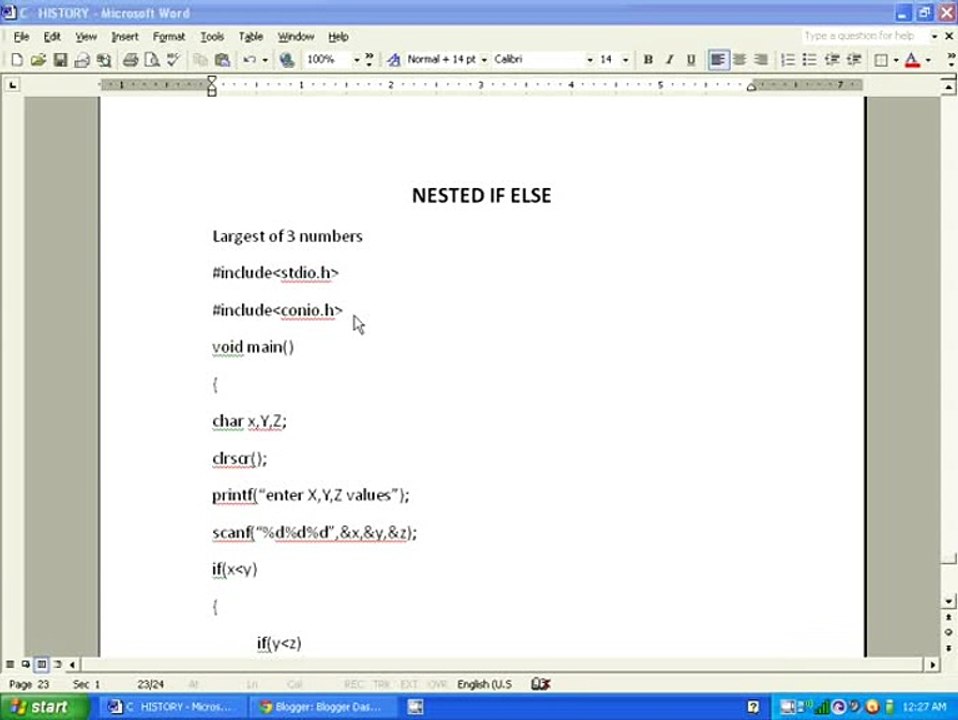C LANGUAGE NESTED IF ELSE PROGRAM