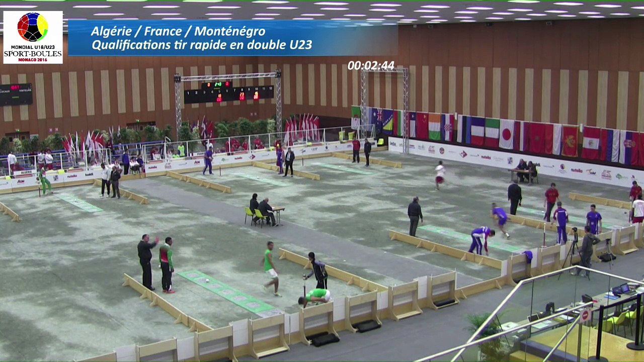Qualifications, tir rapide en double U23, Algérie, France et Monténégro, Sport Boules, Mondial Jeunes, Monaco 2016
