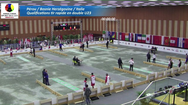 Qualifications, tir rapide en double U23, Pérou, Bosnie Herzégovine et Italie, Sport Boules, Mondial Jeunes, Monaco 2016