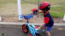 Venom Steals Spiderman Bicycle Kids Spidey Bike Riding Park Pl