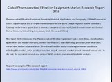 Global Pharmaceutical Filtration Equipment Market Research Report 2016